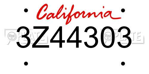 3Z44303 California License Plate