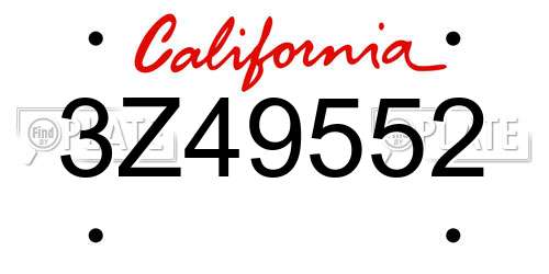 3Z49552 California License Plate