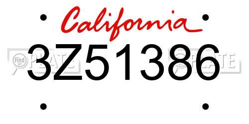 3Z51386 California License Plate