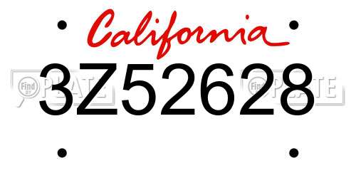 3Z52628 California License Plate
