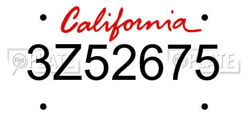 3Z52675 California License Plate