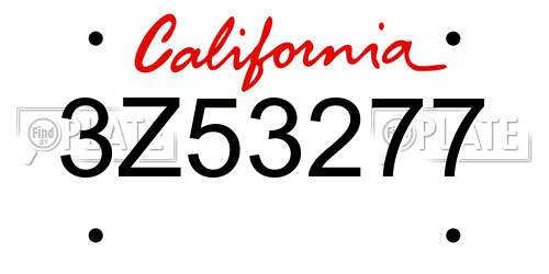 3Z53277 California License Plate
