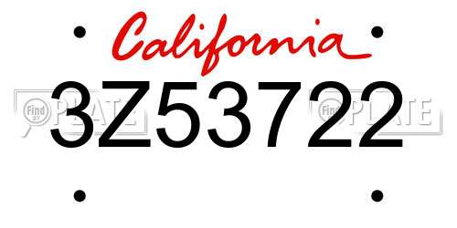 3Z53722 California License Plate