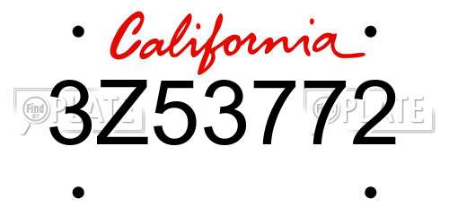 3Z53772 California License Plate