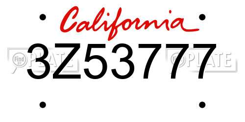3Z53777 California License Plate