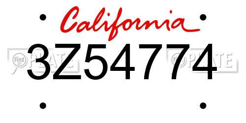 3Z54774 California License Plate