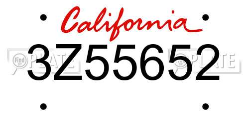 3Z55652 California License Plate