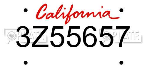 3Z55657 California License Plate