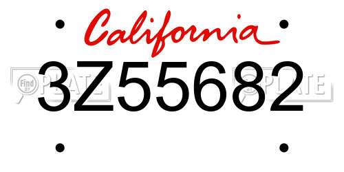 3Z55682 California License Plate