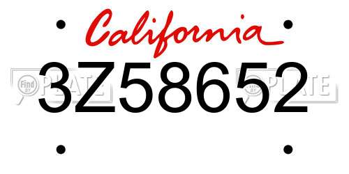 3Z58652 California License Plate