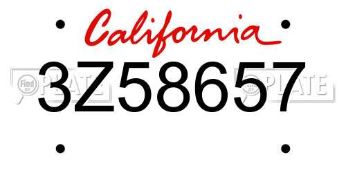3Z58657 California License Plate