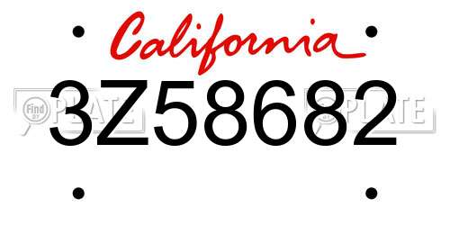 3Z58682 California License Plate