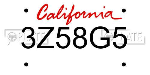 3Z58G5 California License Plate
