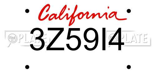 3Z59I4 California License Plate