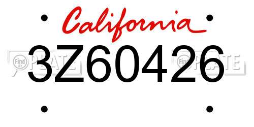 3Z60426 California License Plate