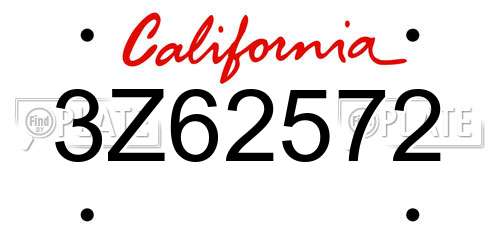 3Z62572 California License Plate