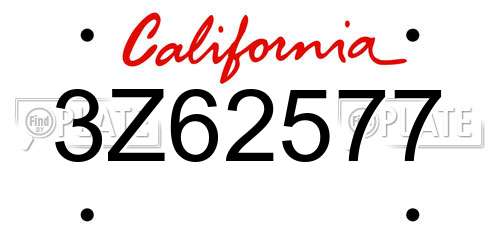 3Z62577 California License Plate