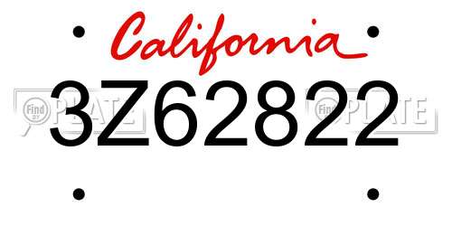 3Z62822 California License Plate