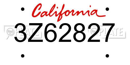 3Z62827 California License Plate