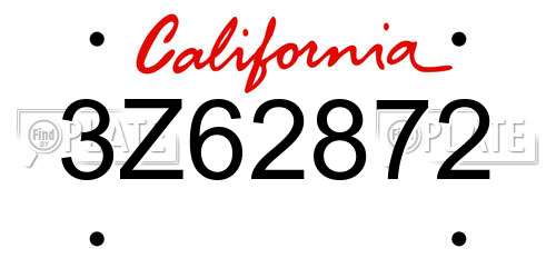 3Z62872 California License Plate
