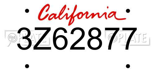 3Z62877 California License Plate
