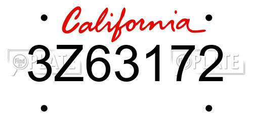 3Z63172 California License Plate