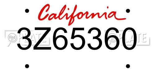 3Z65360 California License Plate