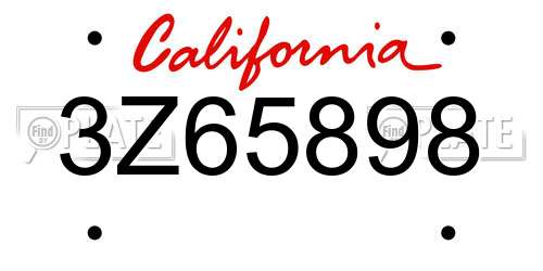3Z65898 California License Plate