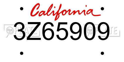 3Z65909 California License Plate