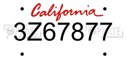 3Z67877 California License Plate