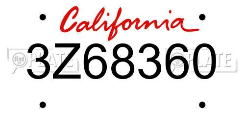 3Z68360 California License Plate