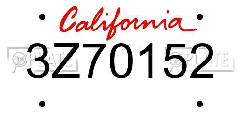 3Z70152 California License Plate