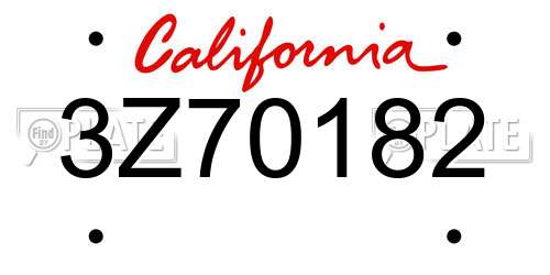 3Z70182 California License Plate