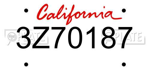 3Z70187 California License Plate