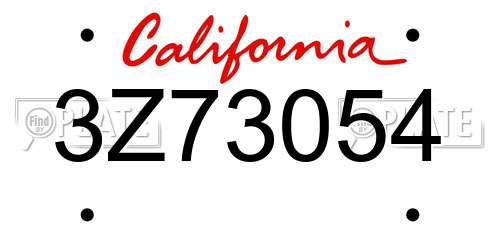 3Z73054 California License Plate
