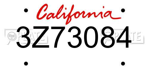 3Z73084 California License Plate