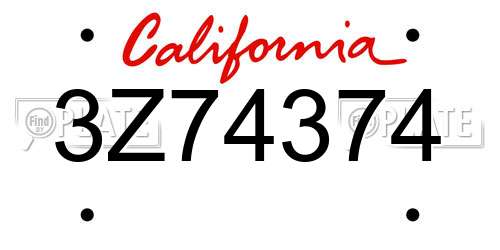 3Z74374 California License Plate