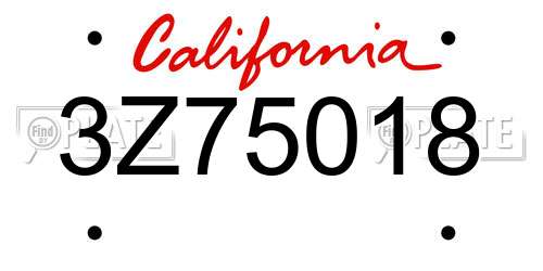3Z75018 California License Plate