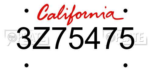 3Z75475 California License Plate
