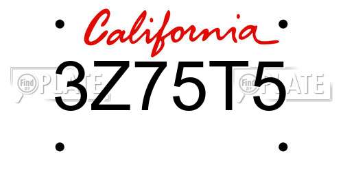 3Z75T5 California License Plate
