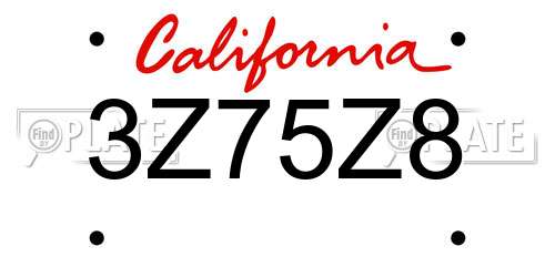 3Z75Z8 California License Plate