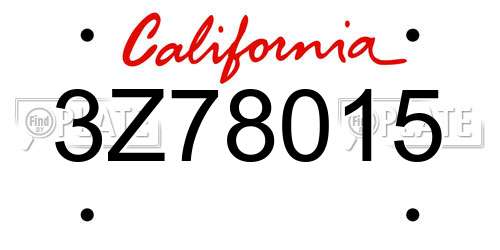 3Z78015 California License Plate