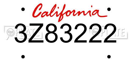 3Z83222 California License Plate