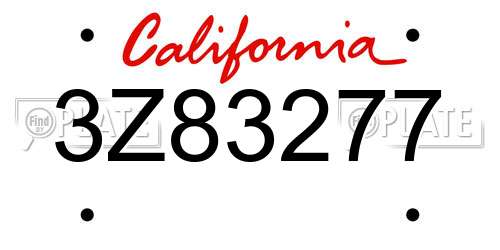 3Z83277 California License Plate