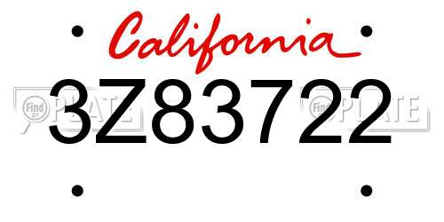 3Z83722 California License Plate