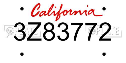 3Z83772 California License Plate