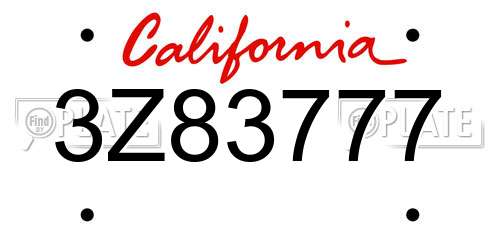 3Z83777 California License Plate