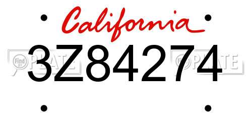 3Z84274 California License Plate