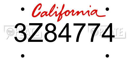 3Z84774 California License Plate