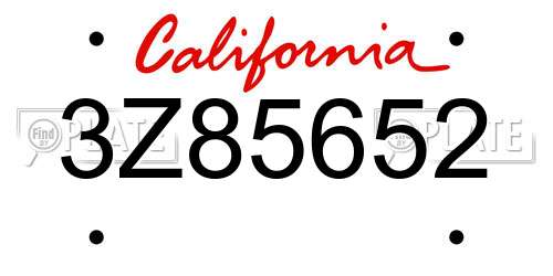 3Z85652 California License Plate